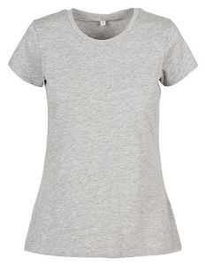 LadiesŽ Basic Tee Kurze, eingesetzte Ärmel - Farbe: Heather Grey - Größe: XXL