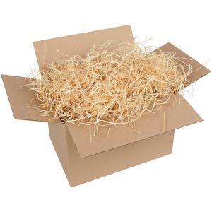 Holzwolle ( 500gr. ) Füllmaterial für Geschenkkorb, naturbelassenes Verpackungsmaterial, Kunststroh / Dekogras zum Basteln