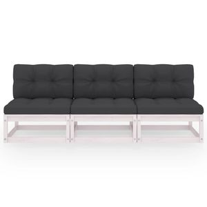 vidaXL 3-Sitzer-Sofa mit Kissen Kiefer Massivholz