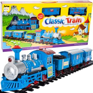 MalPlay Rennstrecken-Set mit Zug | Bahnstrecke| Rennwagen-Bahn | Zug mit Waggons | Spielzeug für Kinder ab 3 Jahren