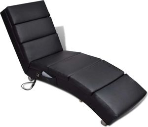 Masážní lenoška černá umělá kůže, 240968  HangarStore.cz