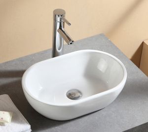 Preero- Aufsatzwaschbecken, 45x29,5x12cm, Waschbecken Keramik, Waschbecken oval,Aufsatzwaschbecken oval
