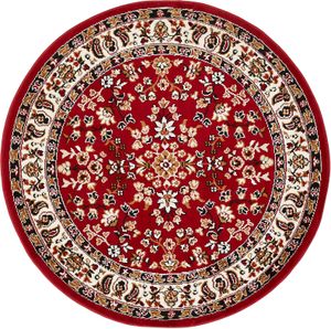 Orientteppich Rot 120 cm Rund Vintage Teppich Kurzflor Orientalisch 6 Größen