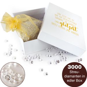 WeddingTree 3000 Dekosteine 6 mm - Diamanten Deko in Organza Säckchen und Box - Tischdeko Hochzeit Streudeko (wp)