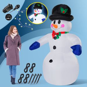 Monzana Aufblasbarer Schneemann XXL 240cm LED Beleuchtet Befestigungsmaterial IP44 Außen Witterungsbeständig Weihnachtsdeko Weihnachtsfigur Christmas