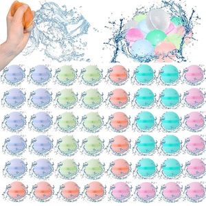48 Stück Wiederverwendbare Wasserballons,Silikon-Wasserspritzball für Kinder Wasserkampfspiel,Wasserbomben