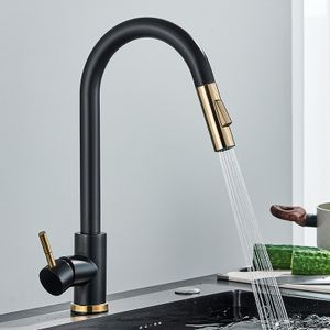 Rostfreie Stähle Küche Wasserhahn Mischbatterie Mischbatterie Küche Wasser Mischbatterie Küche Tap,mit Wasserschlauch, Schwarzes Gold