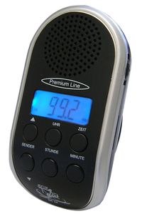 Fahrradradio BR 24 mit MP3-Anschluss, LCD-Anzeige mit Hintergrundbeleuchtung, Uhr und Leucht-LED