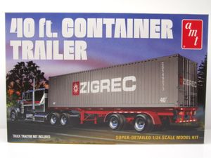 Trailer Anhänger 40' Semi Container Kunststoffbausatz Modellauto 1:24 AMT