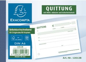 Exacompta Quittungen DIN A6 Quer 2x40 Blatt MwSt inkl.