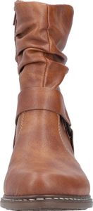 Rieker Damen Stiefelette Zierriemen Blockabsatz Raffung Y0850, Größe:38 EU, Farbe:Braun