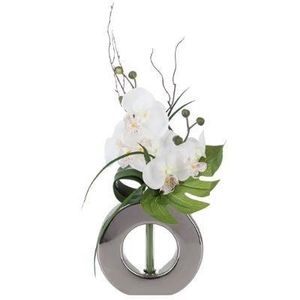 Umělá orchidej v bílé barvě, keramický květináč, výška 44 cm