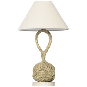 HOMCOM Tischlampe Maritimes Design Nachttischlampe Lampe 40 W für Schlafzimmer Wohnzimmer 220-240V/50Hz mit E27 Sockel Beige+Weiß 35 x 35 x 57,5 cm