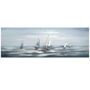 GILDE Leinwandbilder Bild Gemälde Silver Regatta, handbemalt H. 50 cm,38925