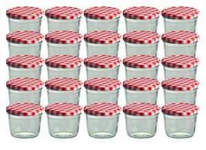 CAPCRO 25er Set Sturzglas 230 ml Marmeladenglas Einmachglas Einweckglas To 82 rot karierter Deckel