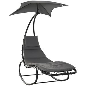 Outsunny Schaukelliege Schaukelstuhl Relaxliege mit Dach Garten Dunkelgrau