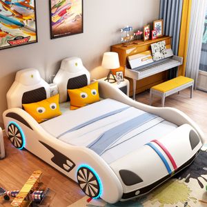 Qian Auto LED Raser Jungen Kinder Bett Cool Bequem mit Bluetooth Lautsprecher Weiß 1200x1900mm