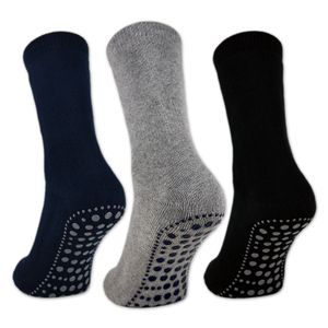 3 oder 6 Paar ABS Socken Herren Damen Anti Rutsch Socken Baumwolle Schwarz Blau Grau 8600 - 3 Paar Farbmix 43-46