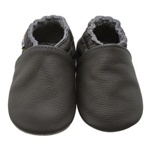 Weiche Yalion Baby Krabbelschuhe Lauflernschuhe Lederpuschen aus echtem Leder Einfarbig Grau (M, 6-12 M, EU 20-21)