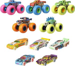 Hot Wheels Monster Truck Pojazdy 1:64 Świecące w ciemności 10-pak HCB57