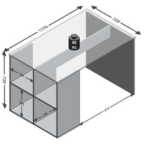 Stôl FMD s policou 117 × 73 × 75 cm biely