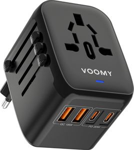 VOOMY Reiseadapter Weltweit - Universal Reisestecker für 170+ Länder - Europa, USA, Mexiko, Australien - Universal all in one Travel Plug Adapter mit 4 USB ports