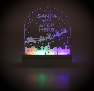 Weihnachtsschild mit 4 farbigen LEDs, Advents- und Weihnachts-Dekoration, transparentes Schild mit weißem Druck, farbig leuchtend, Batteriebetrieb