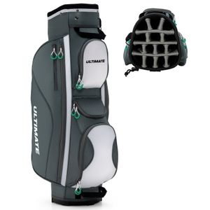 COSTWAY Golftasche mit 14-Fach-Unterteilung, Golfreisetasche Cartbag mit Regenhaube, Tragetasche für Golfschläger