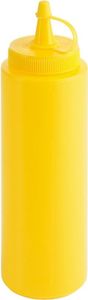 Contacto Quetschflasche 0,25l, Ø5 x H19cm, Senfflasche unbedruckt, Kunststoff, Schraubdeckel und Verschlusskappe, spülmaschinengeeignet, gelb