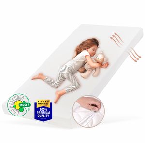 Kindermatratze SMART, Babymatratze 80x160 cm mit abnehmbarem Bezug, waschbar bei 60°C für Babybett oder Gitterbett, 160x80 cm, 8cm hoch, eco5