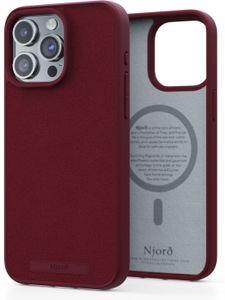 Njord Collections Suede Comfort+ Handyhülle, Kompatibel mit iPhone 15 Pro Max, Hergestellt aus Recyceltem/Nachhaltigem Material, 2M Fallschutz, Mag Kompatibel, Rot