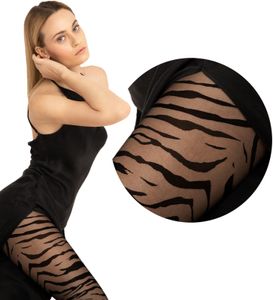 Fiore - Tigris - jemné pančuchové nohavice so zvieracím vzorom 15 DEN - Čierna - 3