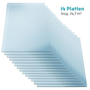 Kaiser plastic Gewächshausplatten 14 Stk. | Polycarbonat ( PC ) Doppelstegplatte - Hohlkammerplatte | Gewicht 700g/m2 | 700 x 1500 mm - 4mm Stärke | 14,70m2 Gesamtfläche