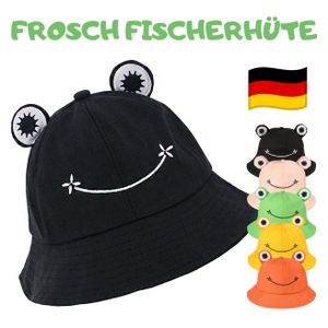 Wendehut Sommerhut FROSCH Fischermütze -Bucket Hat- Sonnenmütze Sonnenschutz - Schwarz
