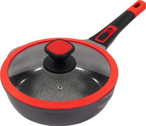 Ø24cm Bratpfanne ca. 7.5cm hoch KING® Click-Grip Aluguss mit Keramikbeschichtung Innen: FUSION TI /  abnehmbarer Pfannengriff / mit Glasdeckel