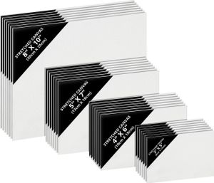 Belle Vous 28 Stk Leere Leinwände zum Bemalen– 4 Verschiedene Größen – Vorgespannte Kleine Leinwand – Leinwände für Acrylmalerei, Ölgemälde, Skizzen