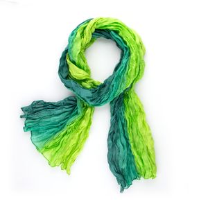 Knitterschal Halstuch Schal XXL grün dunkelgrün hellgrün Farbverlauf 100% Seide 180x90cm
