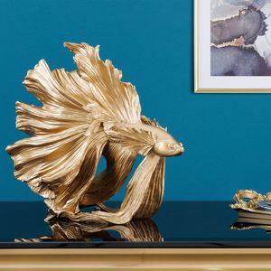 riess-ambiente Design Deko Figur Kampffisch CROWNTAIL 35cm gold Betta Fisch Skulptur