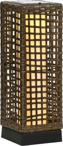 Solárne svetlo Outsunny, ratanová solárna lampa, vodotesné cestné svetlo so svetelným senzorom, automatická záhradná LED lampa, oceľ, 15,5 x 15,5 x 46 cm