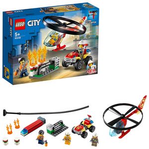 LEGO 60248 City Einsatz mit dem Feuerwehrhubschrauber, fliegendes Feuerwehr Spielzeug ab 5 Jahre, Set mit Hubschrauber und Quad