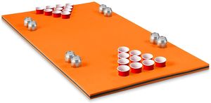 COSTWAY Beer Pong Schwimmender Teppich mit Getränkehalter, Bierpong Wassermatte Schwimmmatte, Wasserhängematte 176x90cm (Orange)