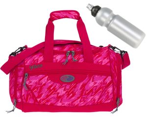 Sporttasche für Mädchen Damen Yzea Sports 52 cm 26 Liter Kinder Turntasche Freizeittasche Gym Bag Fitnesstasche Sport Tasche klein  Frauen Spicy (Pink Rot) + Trinkflasche