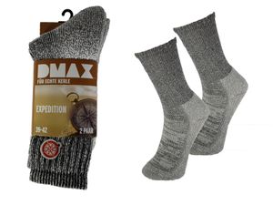 DMAX 6 Paar Wandersocken / Socken, in 39-42 in Beige-Grau m. schwarzen Streifen für Damen und Herren