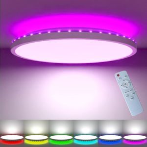 24W LED Deckenleuchte Dimmbar 3000K-6000K RGB Deckenlampe mit Fernbedienung für Wohnzimmer Schlafzimmer Küche Flur