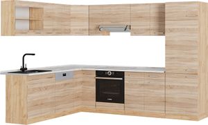 Vicco Eckküche R-Line, 227 x 287 cm , AP Marmor, Sonoma/Goldkraft Eiche