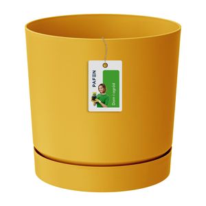 Blumentopf Prosperplast Übertopf aus Kunststoff Blumenkübel mit Untersetzer Rund Mustard 3,2 L