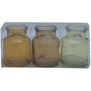 3er Pack mini Flaschenvasen BOTTLE in Box gelb H. 7,5cm D. 5,5cm Sandra Rich