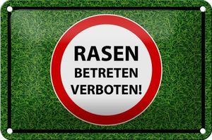 Blechschild Hinweis 18x12 cm Rasen Betreten verboten Metall Deko Schild tin sign