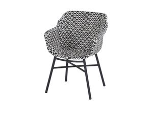 HARTMAN Delphine Armlehnensessel, schwarz/weiß aus Aluminium & Kunststoff, Balkonstuhl Garten-Stuhl, Sessel für den Garten
