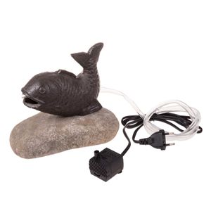 SIDCO Wasserspeier Fisch Gußeisen Miniteich Figur m Pumpe Wasserspiel Teichdeko Garten